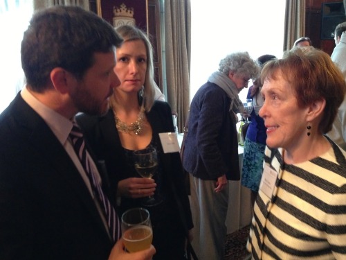Executive DIrector of the Fulbright Association Stephen Reilly and his wife talk with Betty Castor, member of the FFSB