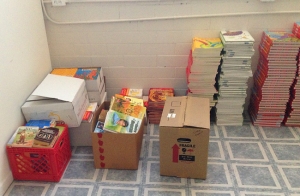 Donated books at the book drive